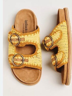 Laidback London Coco Crochet Footbed Sandals - Yellow new size 40/10